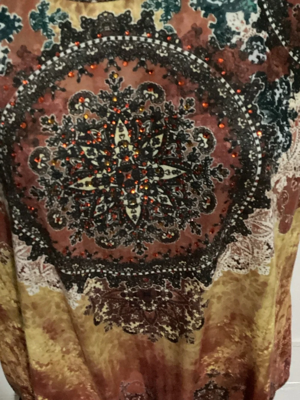 Roz & Ali Multicolor Boho Medallion Tie-Hem Size XL